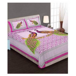 Pure Cotton Jaipuri Beautiful Village Printed Double Bed Sheet 