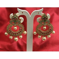 Multi stone Chandbali  jhumkhas 
