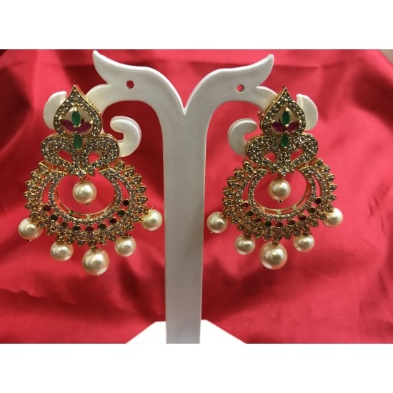 Multi stone Chandbali  jhumkhas 