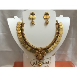 Traditional Kasu Mala Neckset with Ear Rings