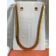 Traditional Kasu Mala Long Chain with Ear Rings