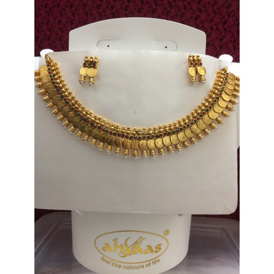Traditional Kasu Mala Neckset with Ear Rings