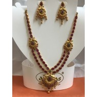 Beautiful Peacock Design Red Stones Jewellery Set