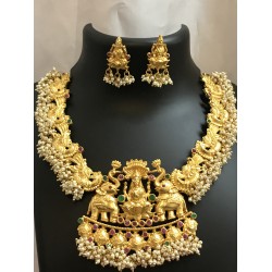 Goddes Lakshmi Gold Coated Neckset with Lorials