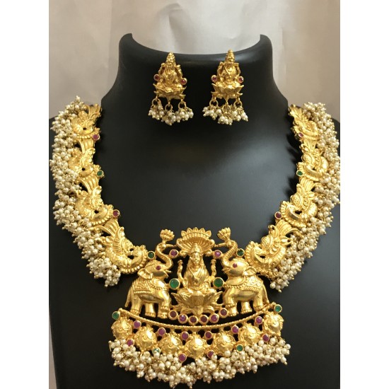 Goddes Lakshmi Gold Coated Neckset with Lorials