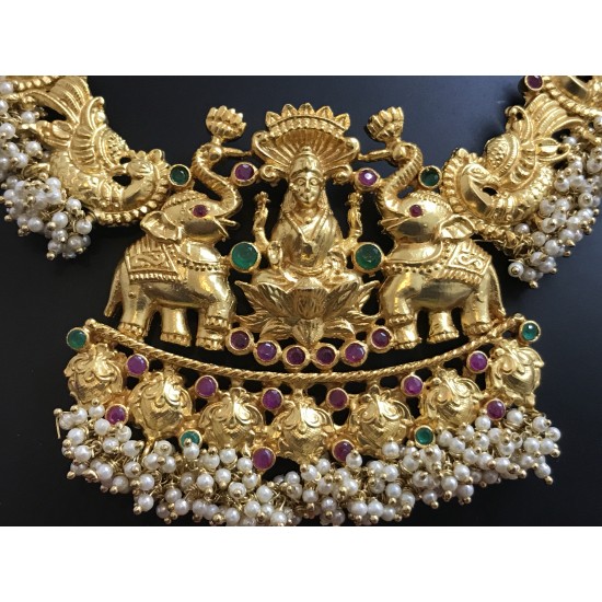 Goddes Lakshmi Gold Coated Neckset with Lorials