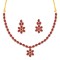 RED STONE NECK SET WITH FLOWER PENDENT 