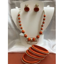 Beautiful   silk thread jewellery set with pearls chain for decoration 
