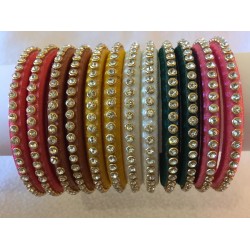 A Fancy Multi Colour Silk Thread  Bangle Set 