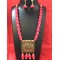 pink colour silk thread jewellery set 