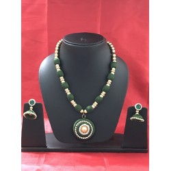 Green  colour silk thread jewellery set