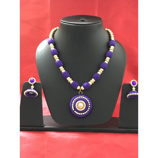 PURPLE  colour silk thread jewellery set