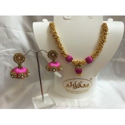 Gold Loreal  Silk Thread Necklace With Bead Cap