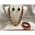 ORANGE AND BLACK COMBO SILK THREAD JEWELLERY SET 