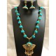 Blue colour silk thread jewellery set with jumkhas 