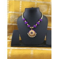  PURPLE COLOUR   SILK THREAD JEWELLERY NECK SET 