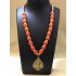 GANESH LOCKET SOLID ORANGE SILK THREAD NECK SET 