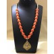 GANESH LOCKET SOLID ORANGE SILK THREAD NECK SET 