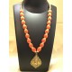 GANESH LOCKET SOLID ORANGE SILK THREAD NECK SET 