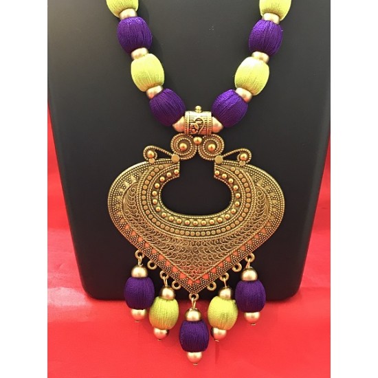 GREEN AND PURPLE COMBO   SILK THREAD JEWELLERY 