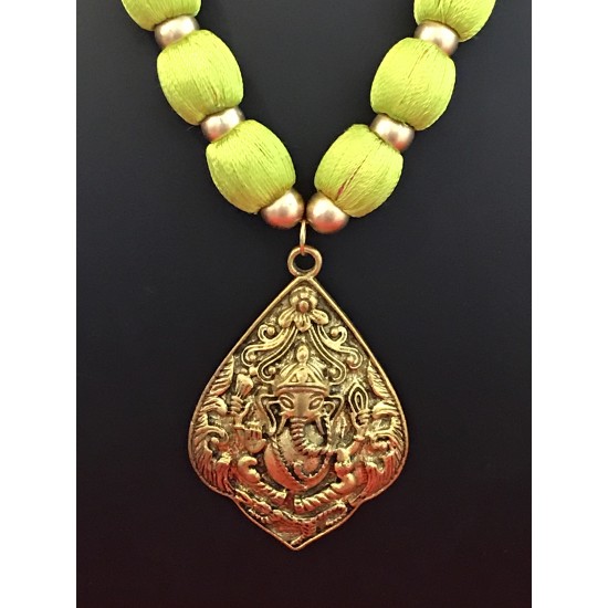 GOLD PLATED GANESH LOCKET   SILK THREAD JEWELLERY 