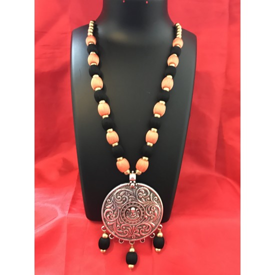  PEACH AND BLACK COMBO  SILK THREAD JEWELLERY 