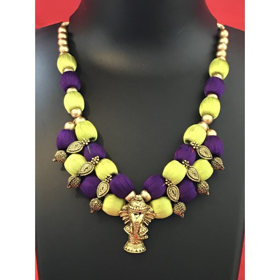 PURPLE AND LIGHT GREEN  COMBO SILK THREAD JEWELLERY 