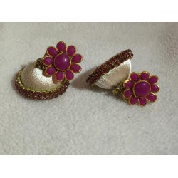 Rose Stud With Nelli Beads Silk Thread Jhumkas