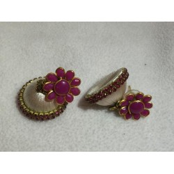 Rose Stud With Nelli Beads Silk Thread Jhumkas