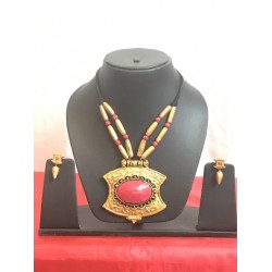 Hand Painted Terricotta Jewellery Set and Ear Rings 