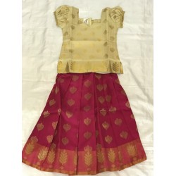 Beautiful Heart Design Pink colour Pattu Pavadai