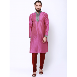 Pink Striped Straight Kurta