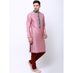 Pink Woven Design Straight Kurta