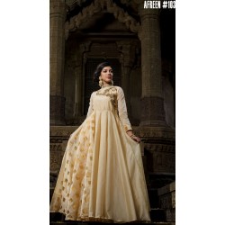 SOLD CREAM COLOUR FULL FLAIR SILK KURTHI