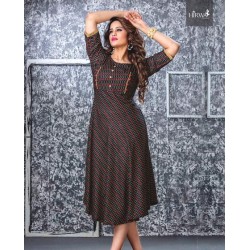 PURE RAYON HEAVY QUALITY PRINTED UREB GHERA KURTI