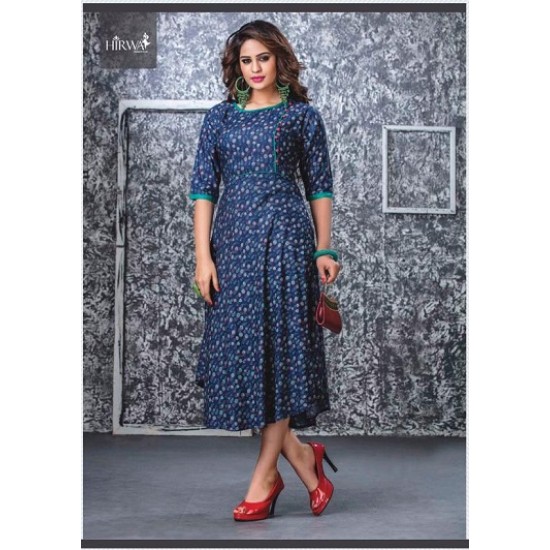  PURE RAYON PRINTED LONG GOWN STYLE KURTI (UREB GHERA)