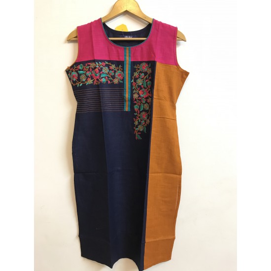 PINK EMBROIDERED COTTON  KURTHI