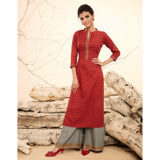 Beautiful Printed Kurthi with Embroidered Plazzos