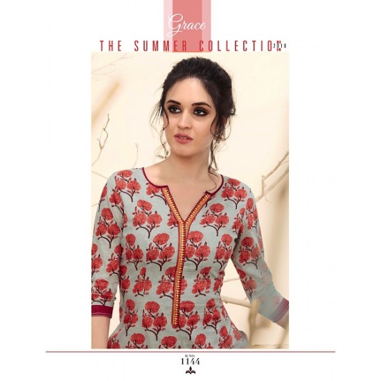 Beautiful Flower Printed Kurthi with Embroidered Plazzos