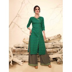 Green Colour  Printed Kurthi with Embroidered Plazzos
