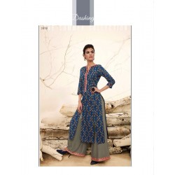 Royal Blue Colour Printed Kurthi with Embroidered Plazzos
