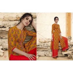 Yellow Colour Printed Kurthi with Embroidered Plazzos