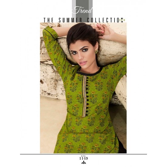 LIGHT Green Colour  Printed Kurthi with Embroidered Plazzos