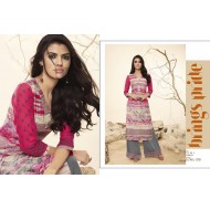 Pink & Grey Colour Printed Kurthi with Embroidered Plazzos