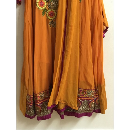 Orange Colour Pure Georgette Embroidery Full Length 3 Piece 3 Piece Anarkali Party Wear Suit