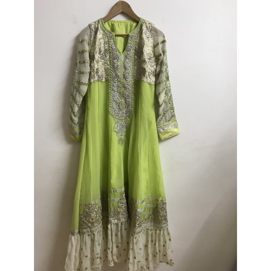 Light Green Colour Pure Georgette Embroidery Ankle Length 3 Piece Anarkali Suit for Weddings and Party Wear