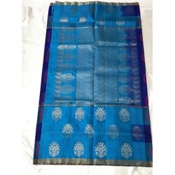 BLUE COLOUR KANCHI PATTU HAND LOOM  SAREE