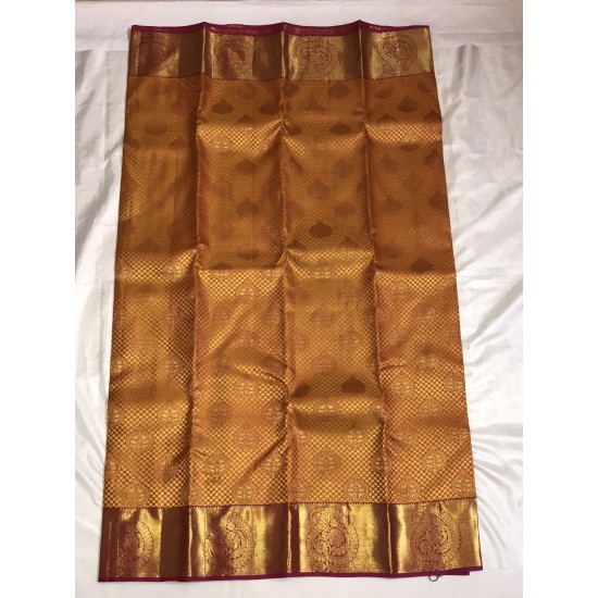  YELLOW AND PINK COMBO HAND WOVEN BRIDAL SAREE 