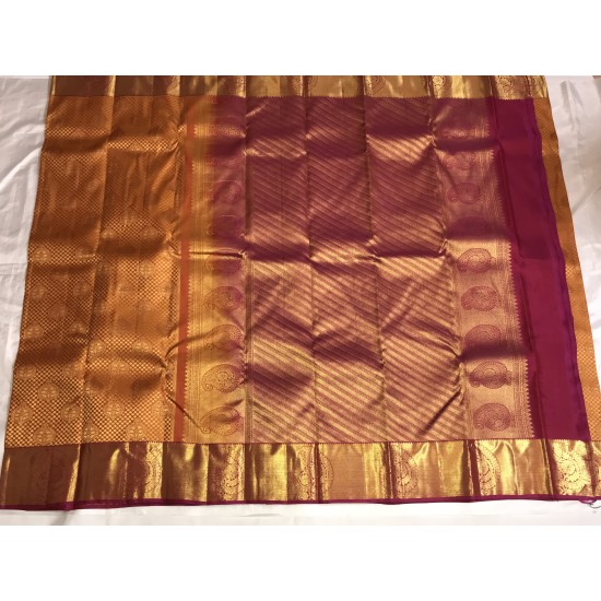  YELLOW AND PINK COMBO HAND WOVEN BRIDAL SAREE 