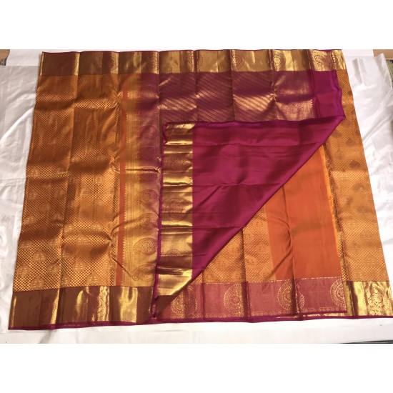  YELLOW AND PINK COMBO HAND WOVEN BRIDAL SAREE 